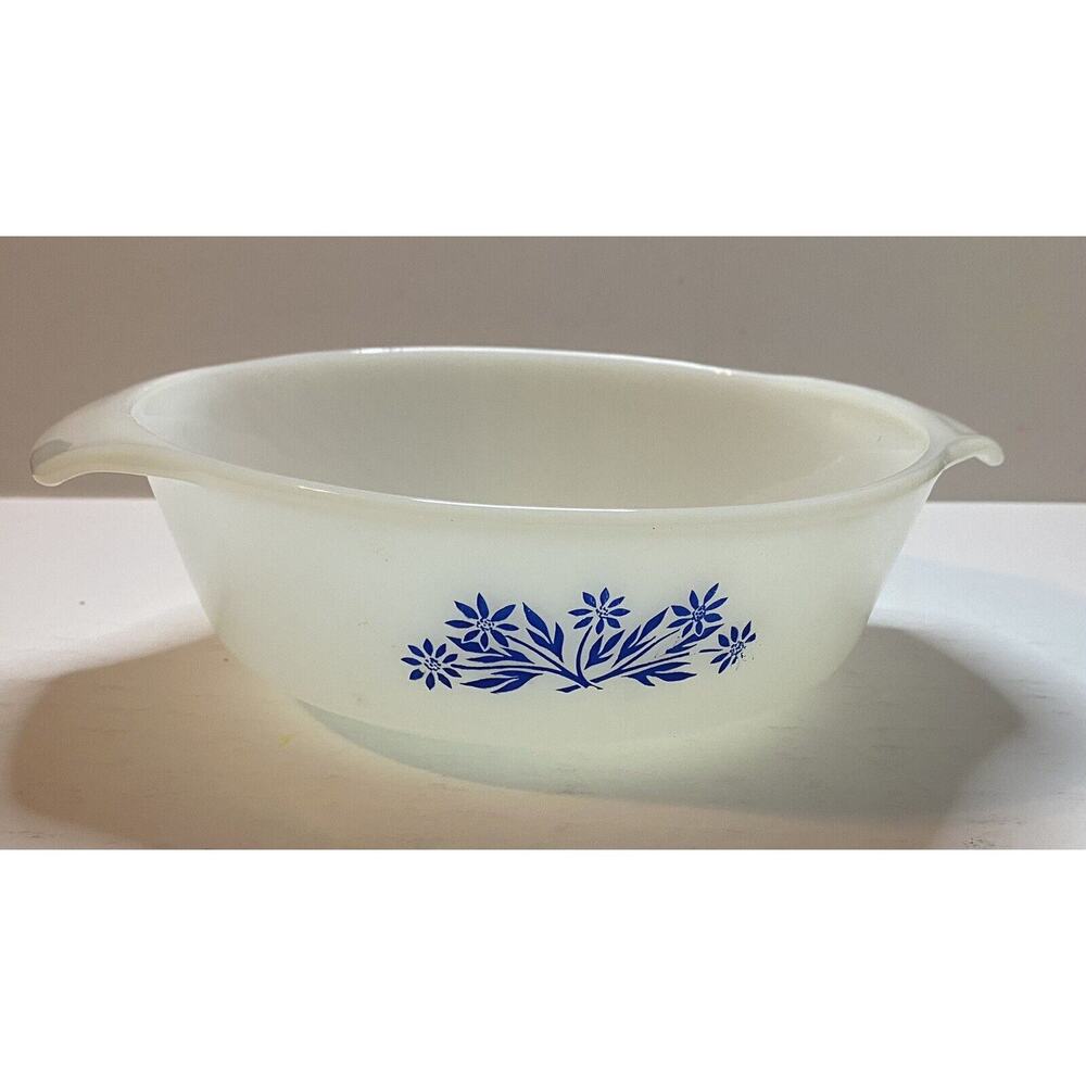 Vintage Anchor Hocking Fire King Blue Cornflower Casserole Dish #436, 1 Qt.